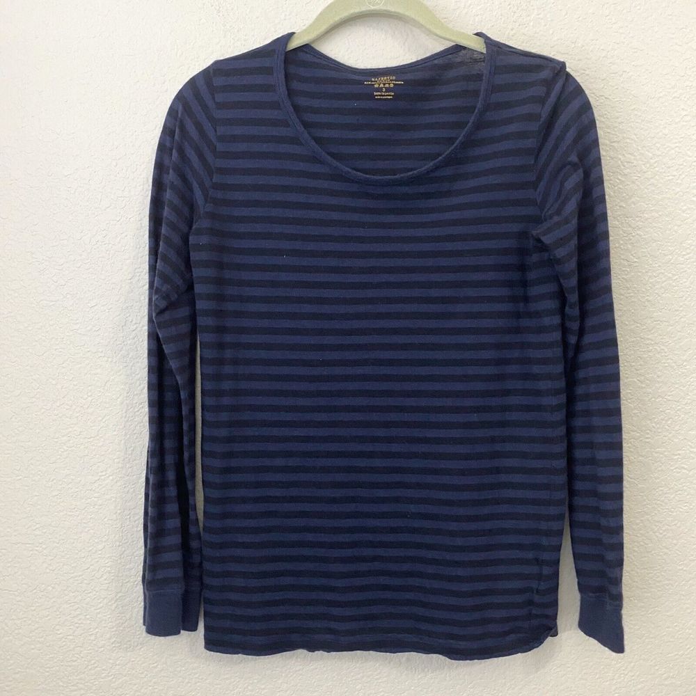 Majestic Paris Sweatshirt Size 3 Medium Cotton Cashmere Stripes Blue Black